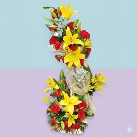 2 tier arrangement of Lilies